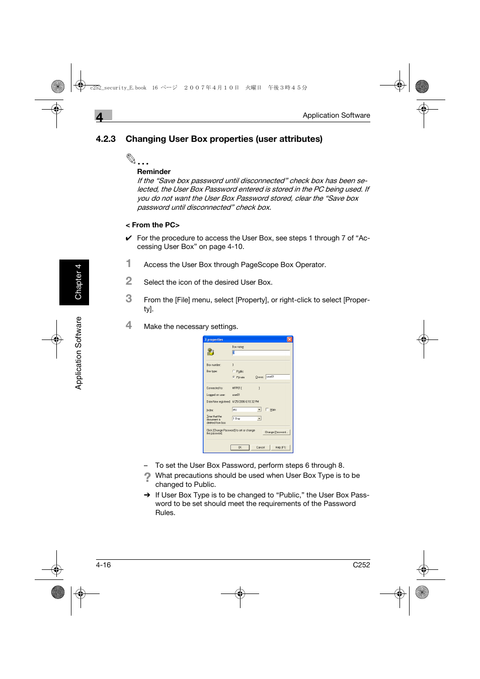 3 changing user box properties (user attributes), From the pc | Konica Minolta BIZHUB C252 User Manual | Page 171 / 188