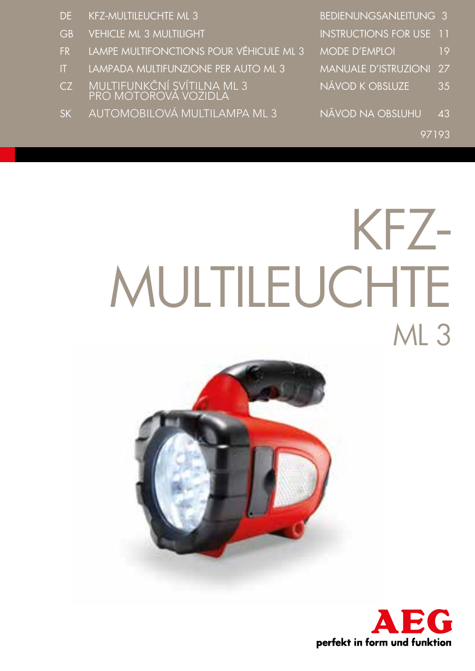AEG Vehicle Multilight KL3 User Manual | 50 pages