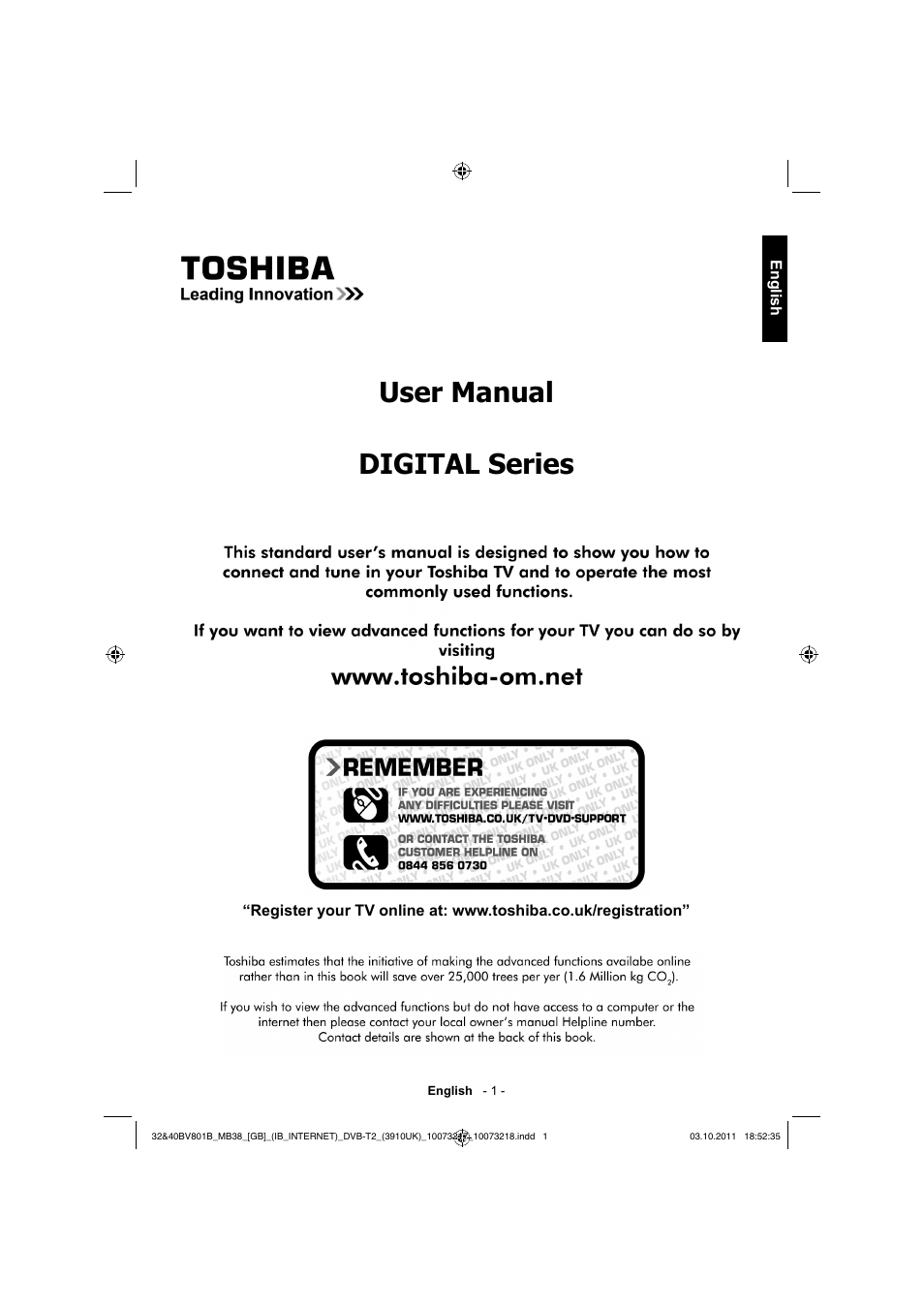 Toshiba BV801 User Manual | 45 pages