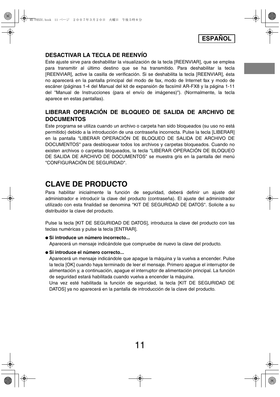 Clave de producto | Sharp Funkcja identyfikacji użytkownika User Manual | Page 25 / 184