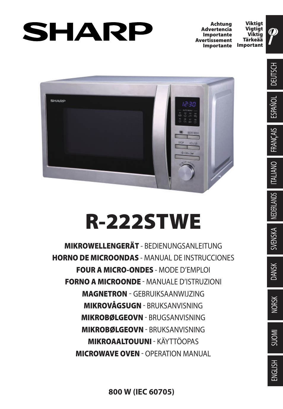 Sharp R-222STWE Four à micro-ondes solo User Manual | 246 pages