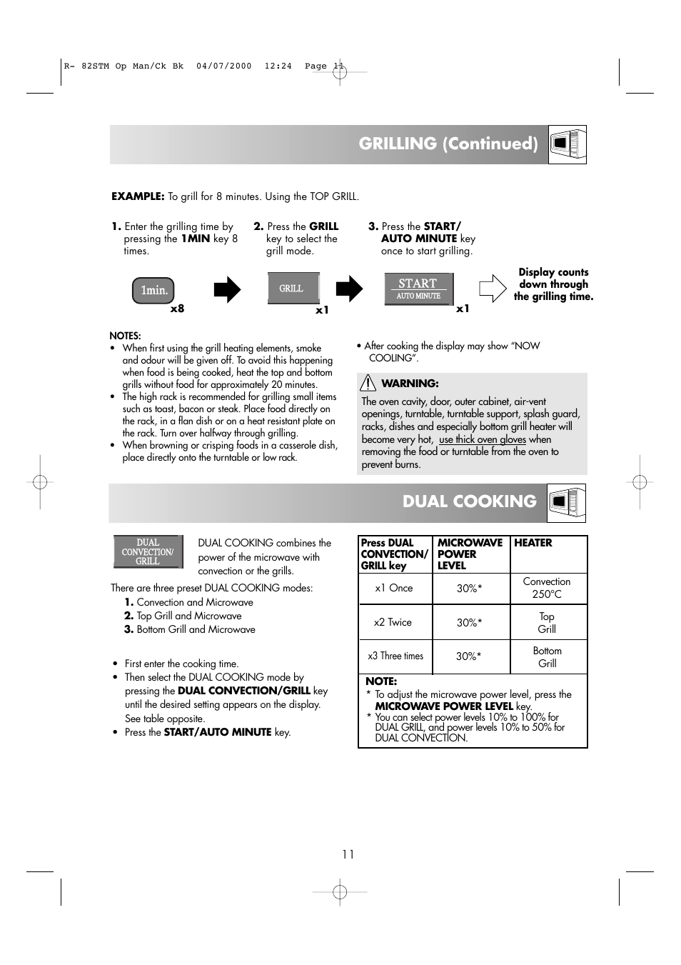 Grilling (continued) dual cooking | Sharp R82STMA User Manual | Page 13 / 68
