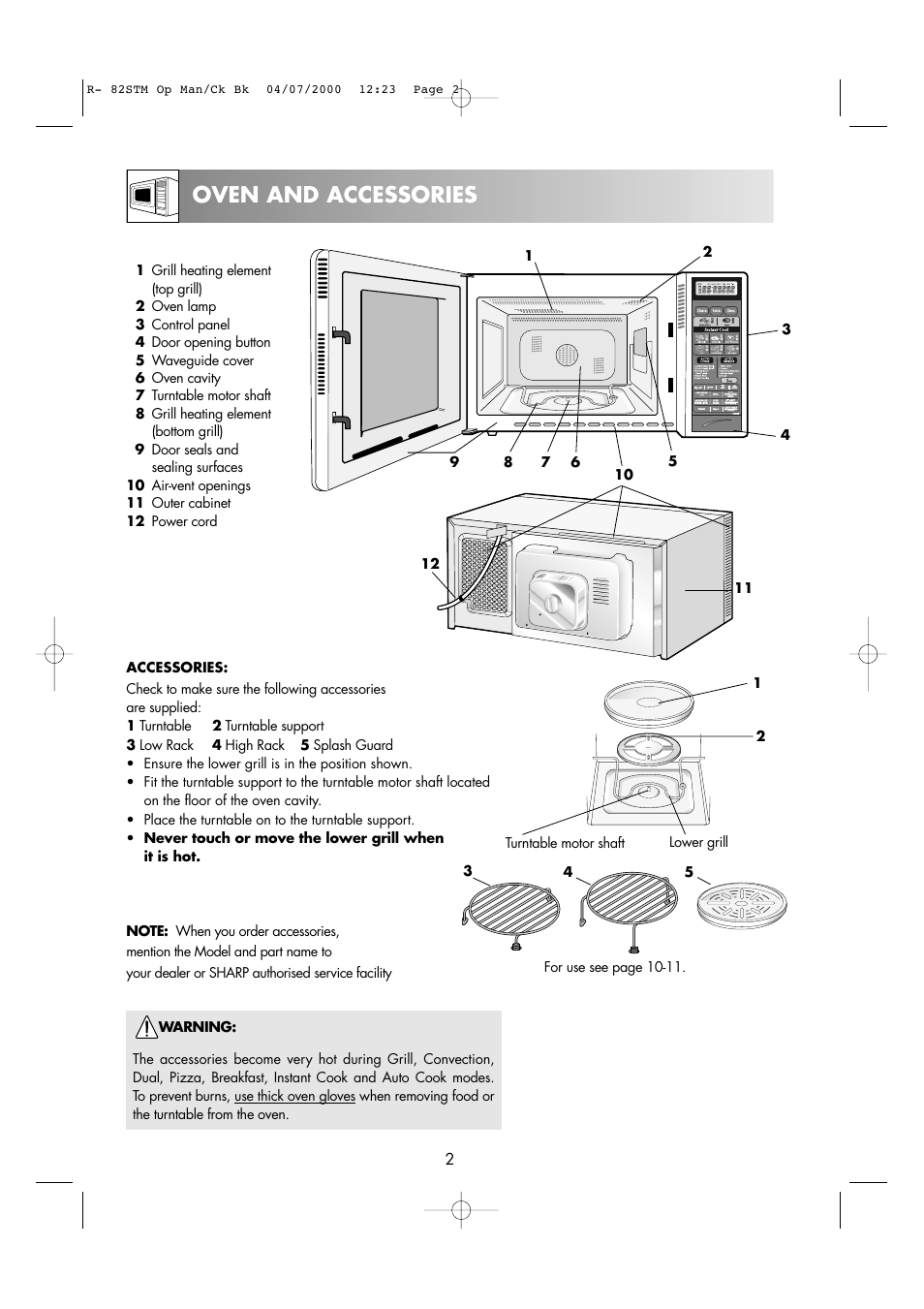 Oven and accessories | Sharp R82STMA User Manual | Page 4 / 68