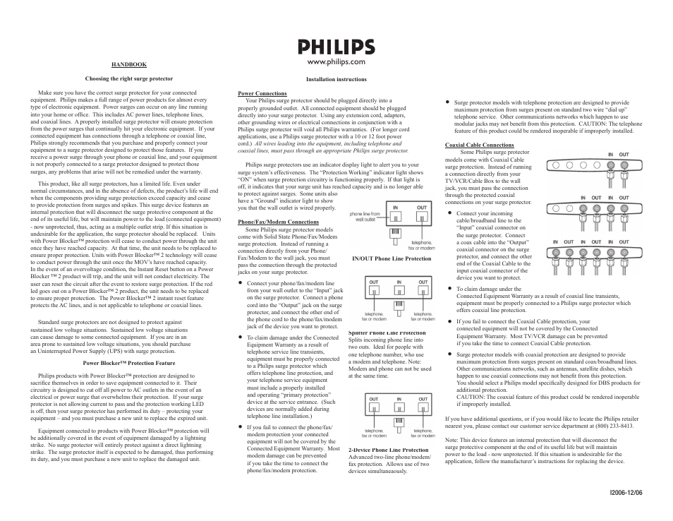 Philips SPP7357WA-17 User Manual | 2 pages