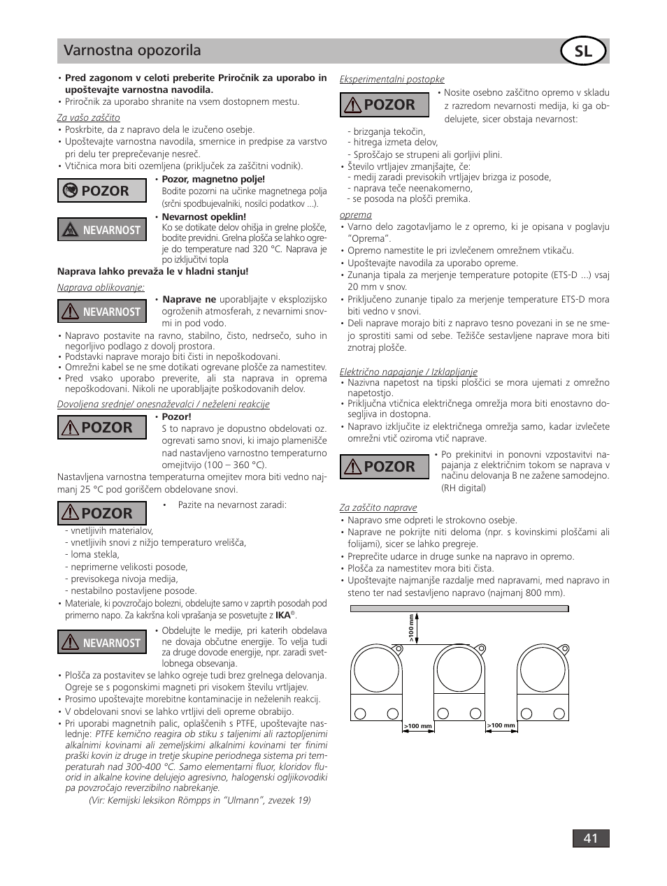 Varnostna opozorila pozor, Pozor | IKA RH digital User Manual | Page 41 / 52