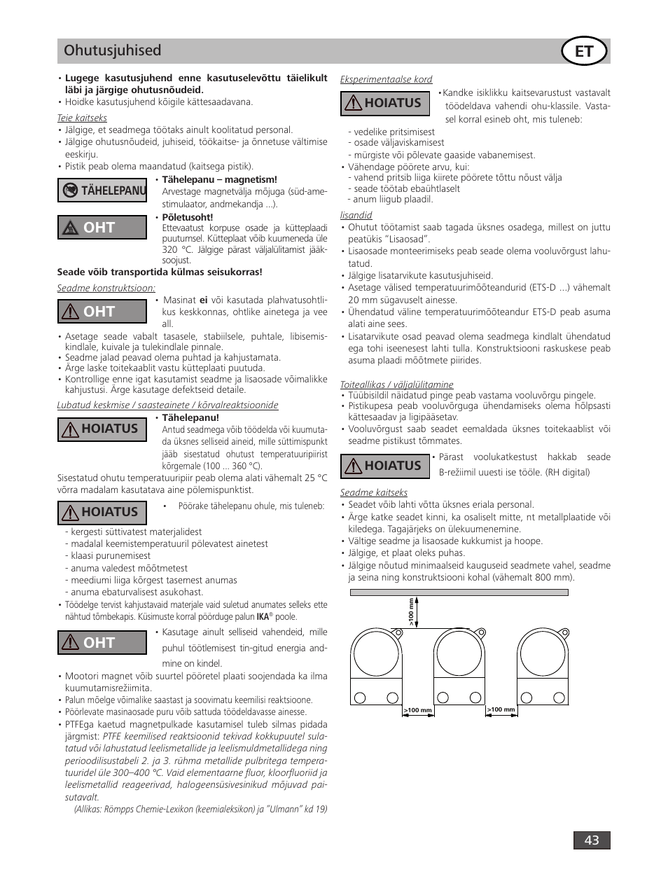 Ohutusjuhised, Hoiatus | IKA RH digital User Manual | Page 43 / 52