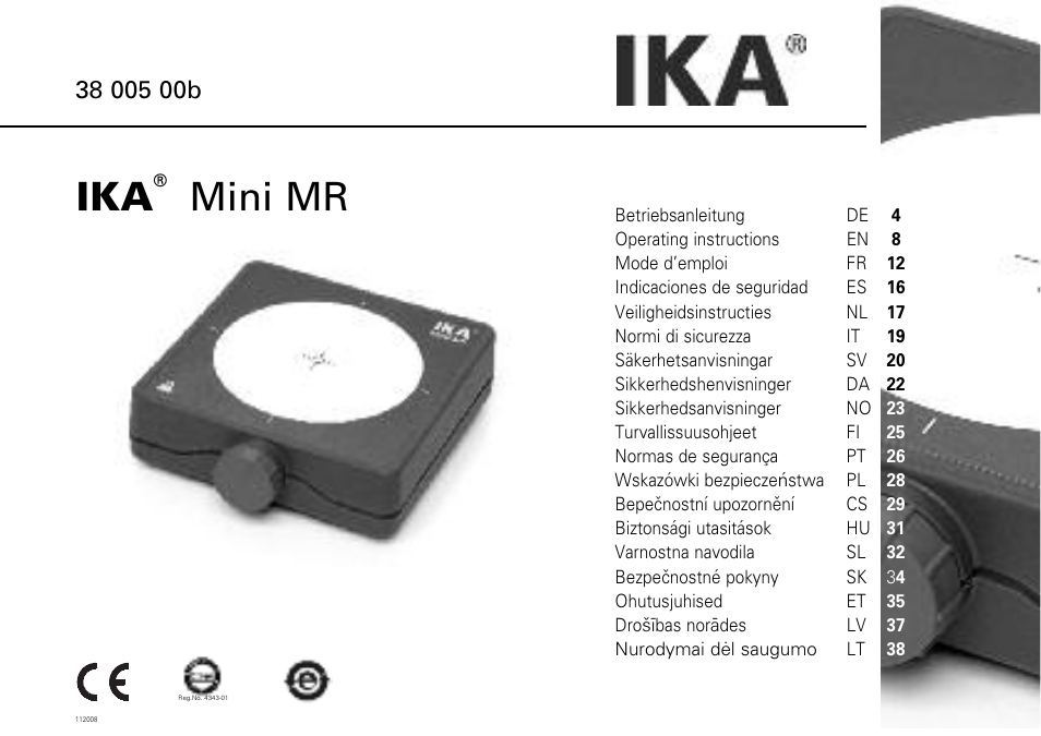 IKA Mini MR standard User Manual | 40 pages