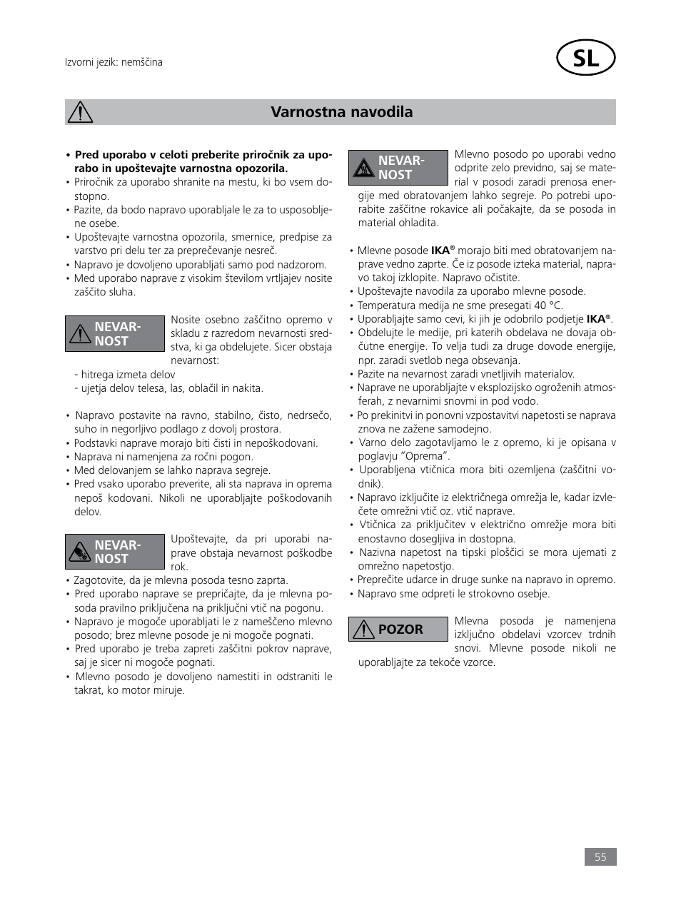 Varnostna navodila | IKA Tube Mill control User Manual | Page 55 / 64