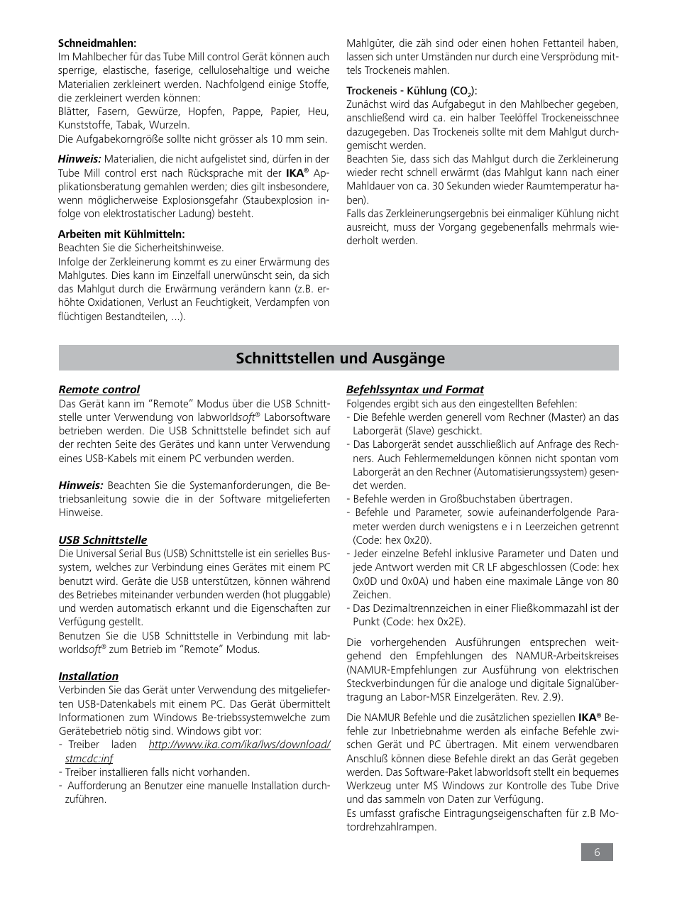 Schnittstellen und ausgänge | IKA Tube Mill control User Manual | Page 6 / 64