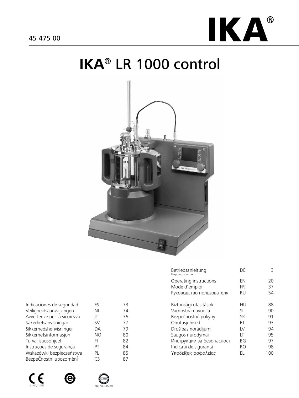 IKA LR 1000 control Package User Manual | 104 pages