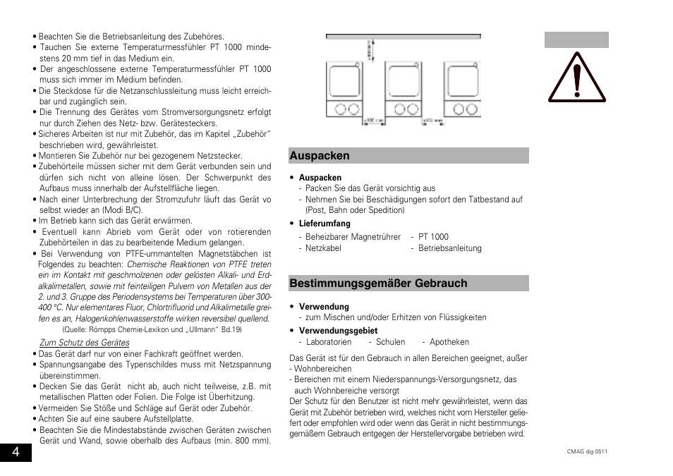 Auspacken bestimmungsgemäßer gebrauch | IKA C-MAG HS 10 digital User Manual | Page 4 / 48
