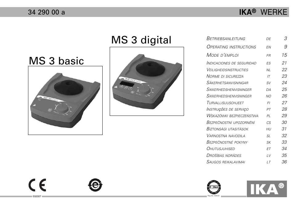 IKA MS 3 digital User Manual | 40 pages