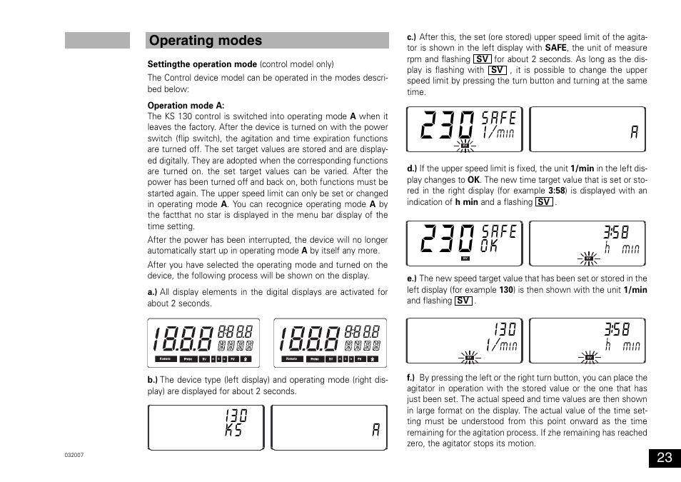 I30 ks a, Safe, Ok i30 i | IKA KS 130 control User Manual | Page 23 / 56