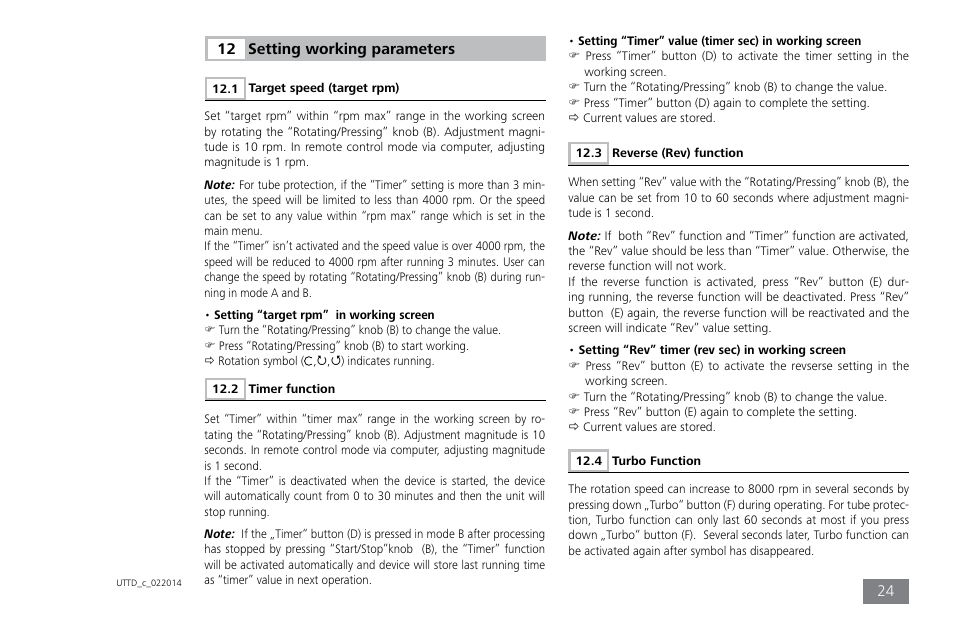 Setting working parameters | IKA ULTRA-TURRAX Tube Drive control User Manual | Page 24 / 72