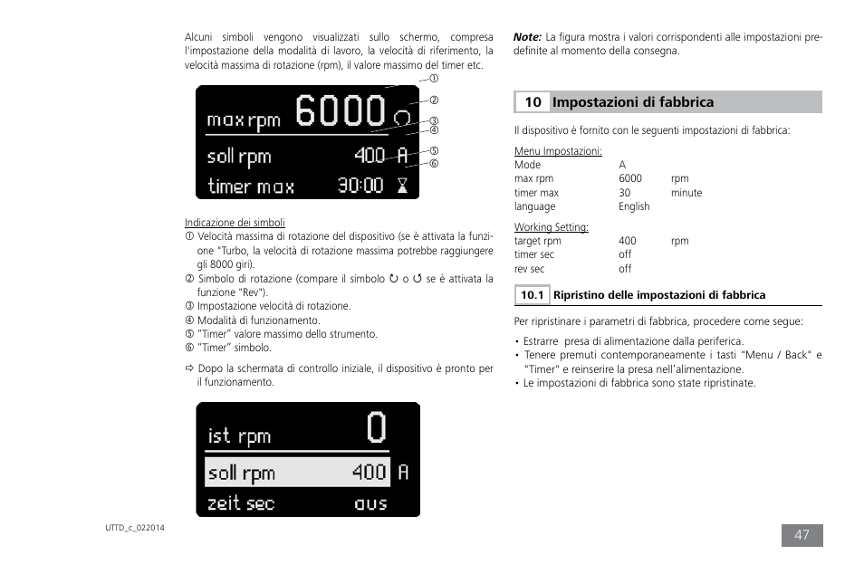 Impostazioni di fabbrica | IKA ULTRA-TURRAX Tube Drive control User Manual | Page 47 / 72
