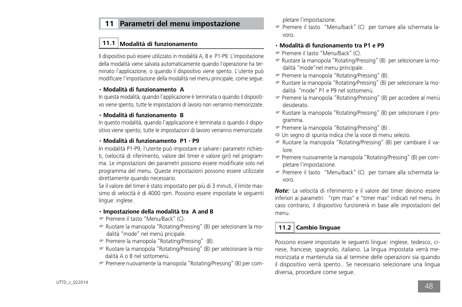 Parametri del menu impostazione | IKA ULTRA-TURRAX Tube Drive control User Manual | Page 48 / 72