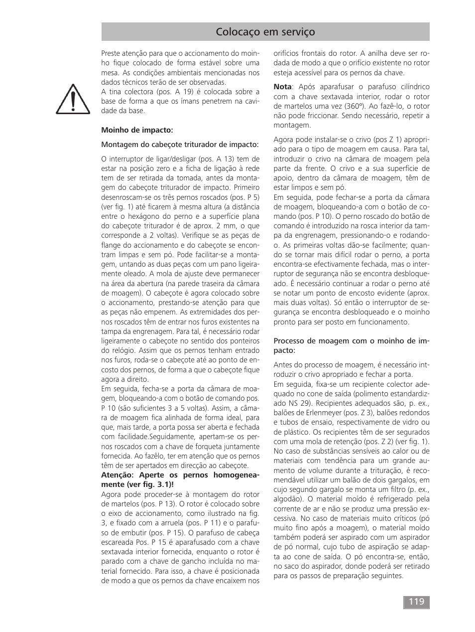Colocaço em serviço | IKA MF 10 basic User Manual | Page 119 / 140