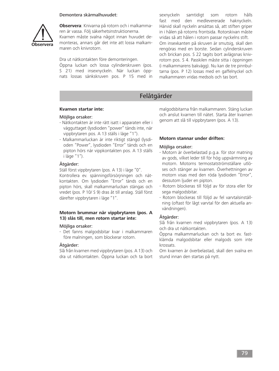 Felåtgärder | IKA MF 10 basic User Manual | Page 79 / 140