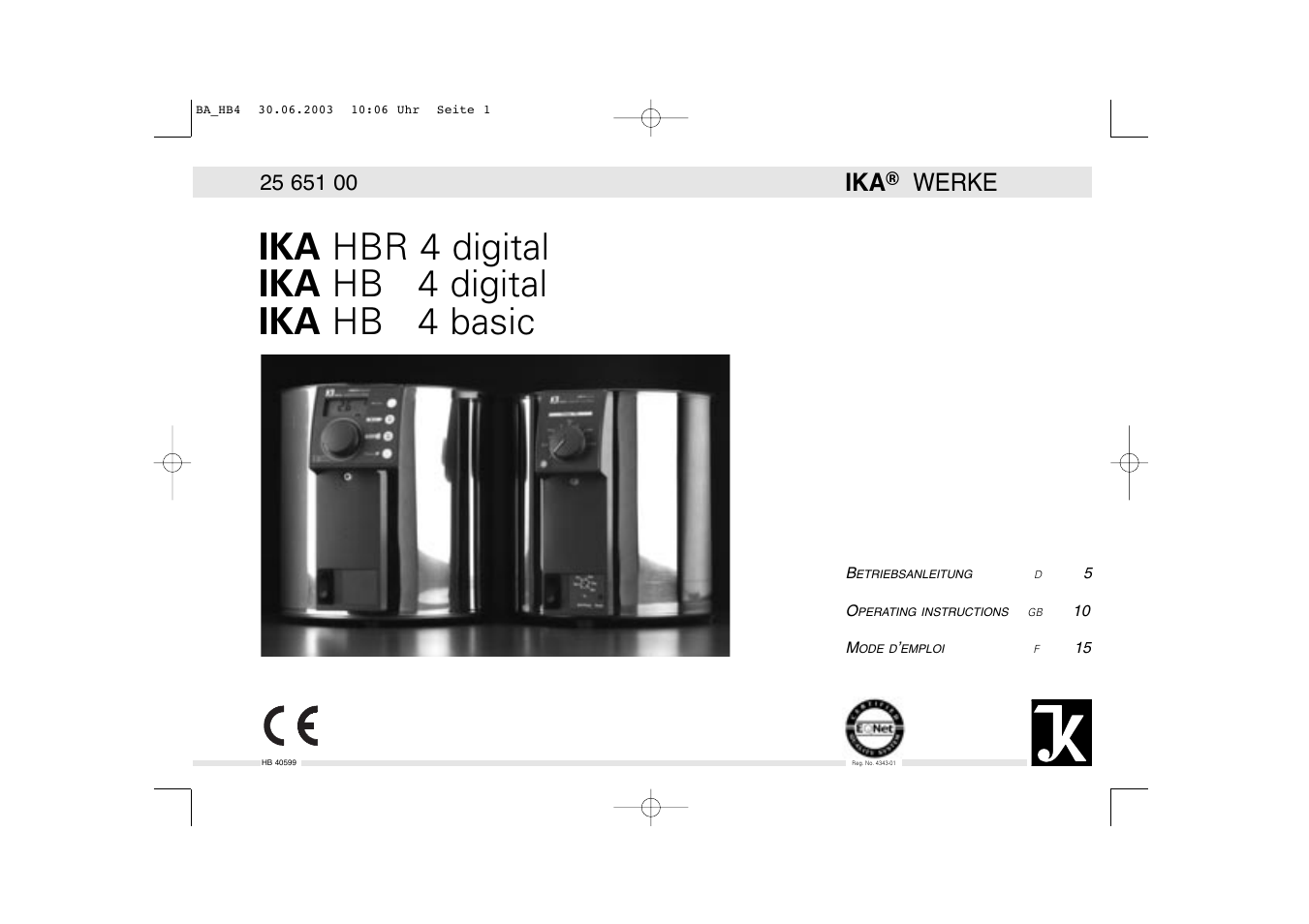 IKA HB 4 basic User Manual | 26 pages