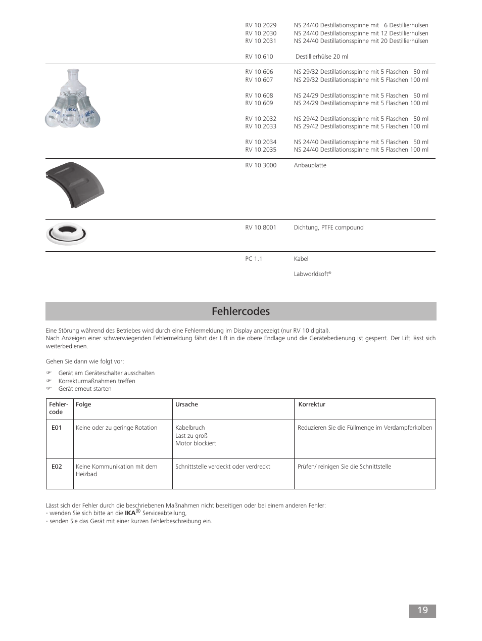 Fehlercodes | IKA RV 10 digital FLEX User Manual | Page 19 / 84