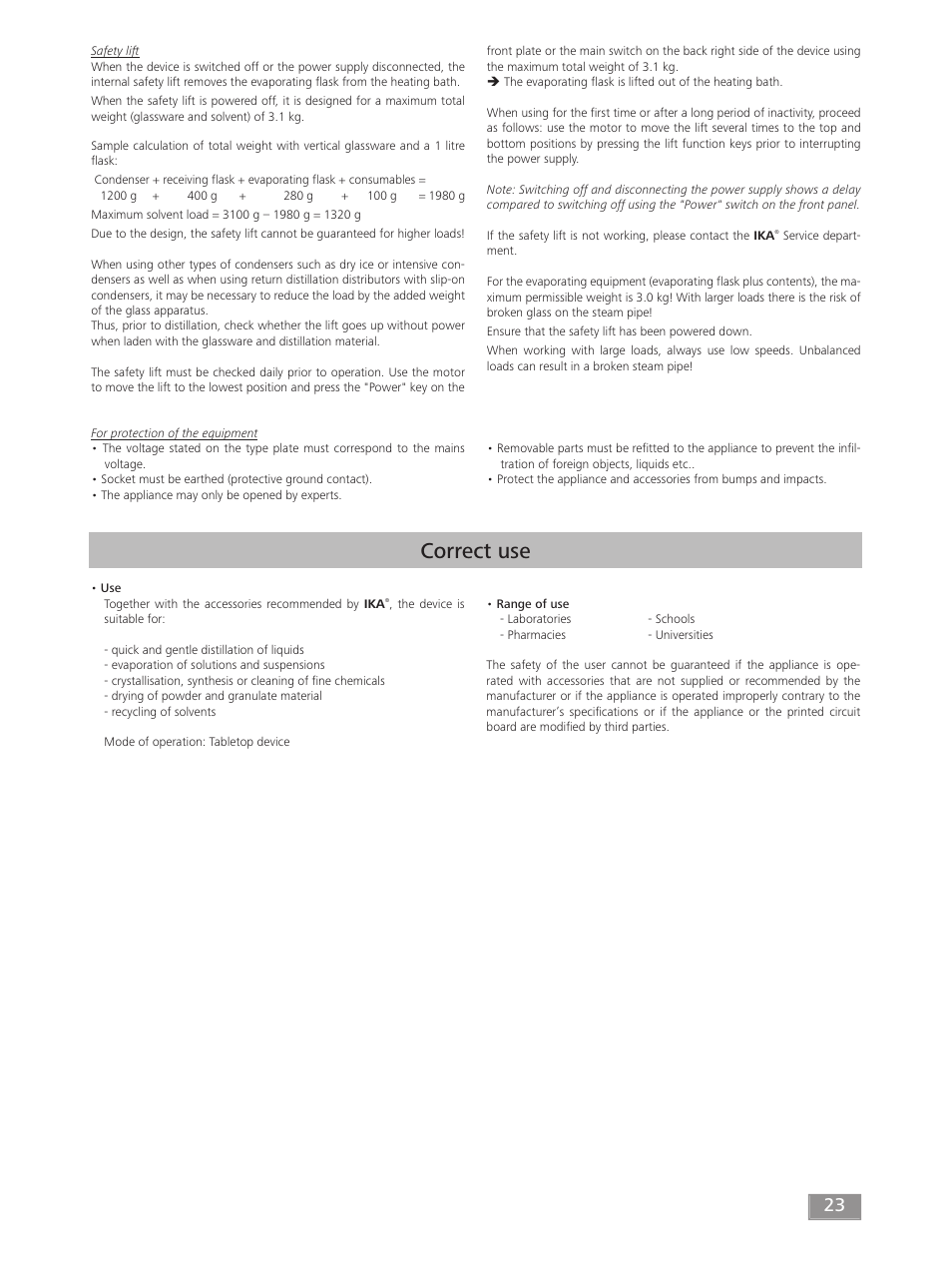Correct use | IKA RV 10 digital FLEX User Manual | Page 23 / 84