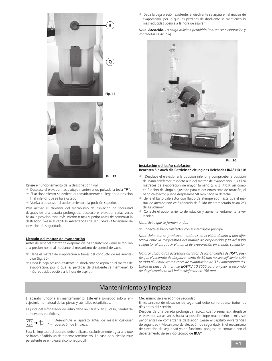 Mantenimiento y limpieza | IKA RV 10 digital FLEX User Manual | Page 61 / 84