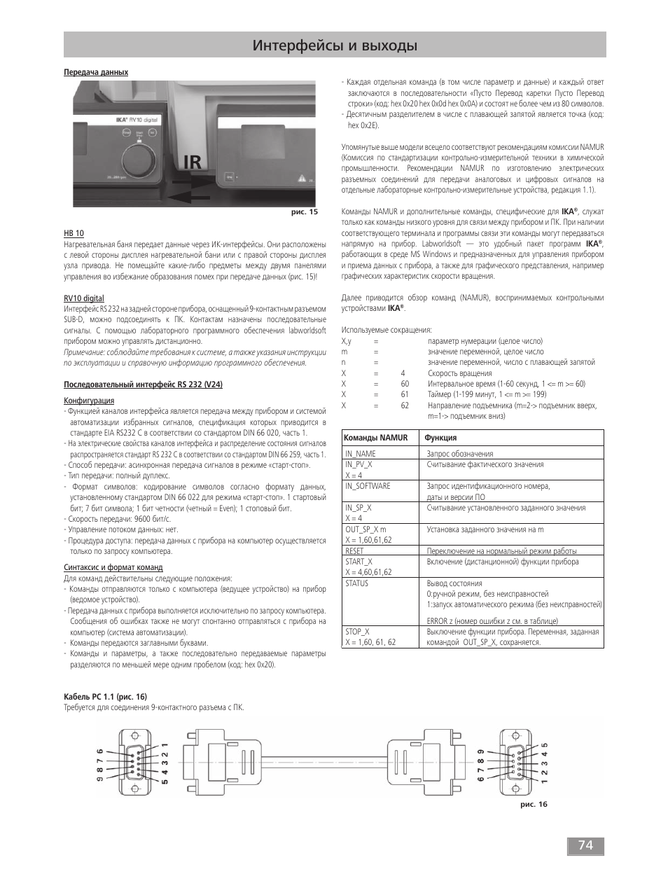 Интерфейсы и выходы | IKA RV 10 digital FLEX User Manual | Page 74 / 84