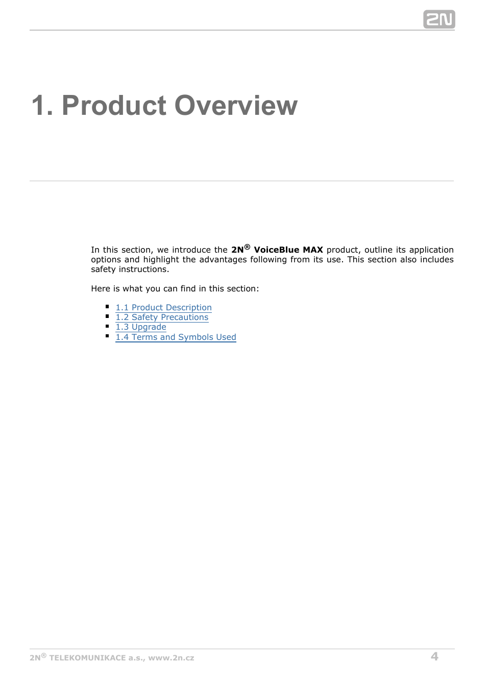 Product overview | 2N VoiceBlue MAX v1.3 User Manual | Page 4 / 107