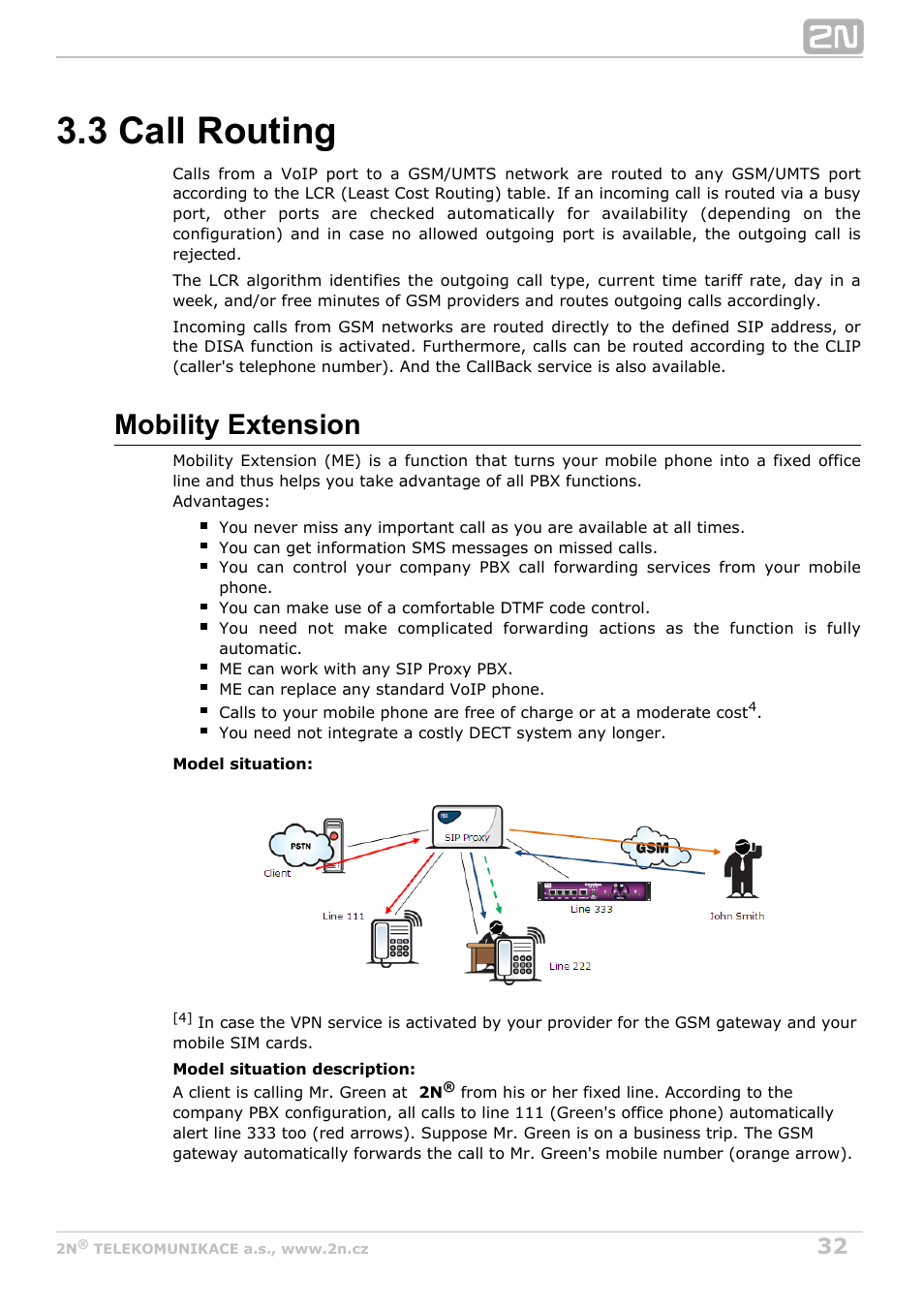 3 call routing, Mobility extension | 2N VoiceBlue MAX v1.2 User Manual | Page 32 / 111