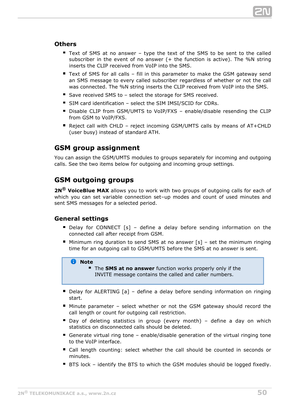 Gsm group assignment, Gsm outgoing groups | 2N VoiceBlue MAX v1.2 User Manual | Page 50 / 111