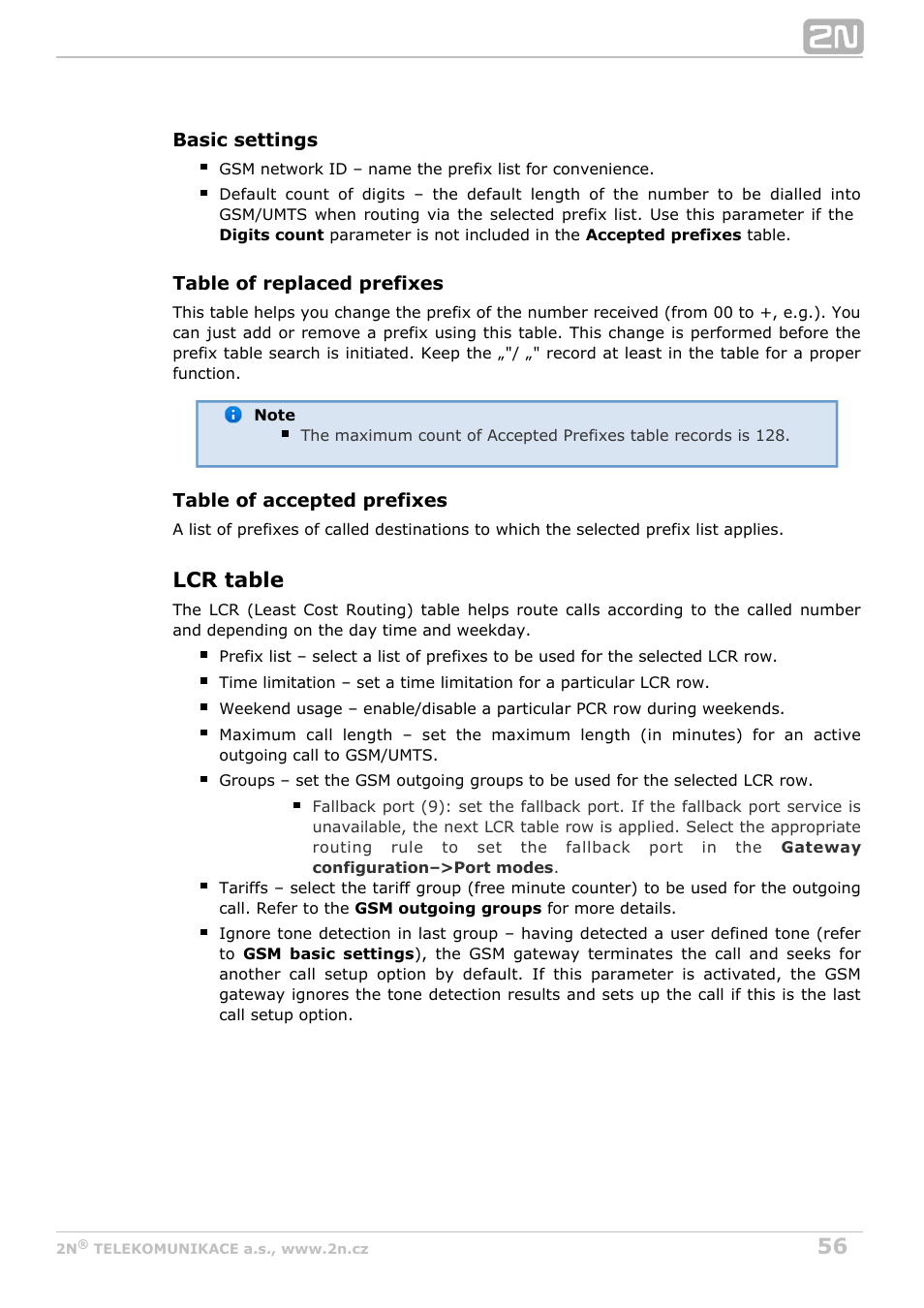 Lcr table | 2N VoiceBlue MAX v1.2 User Manual | Page 56 / 111