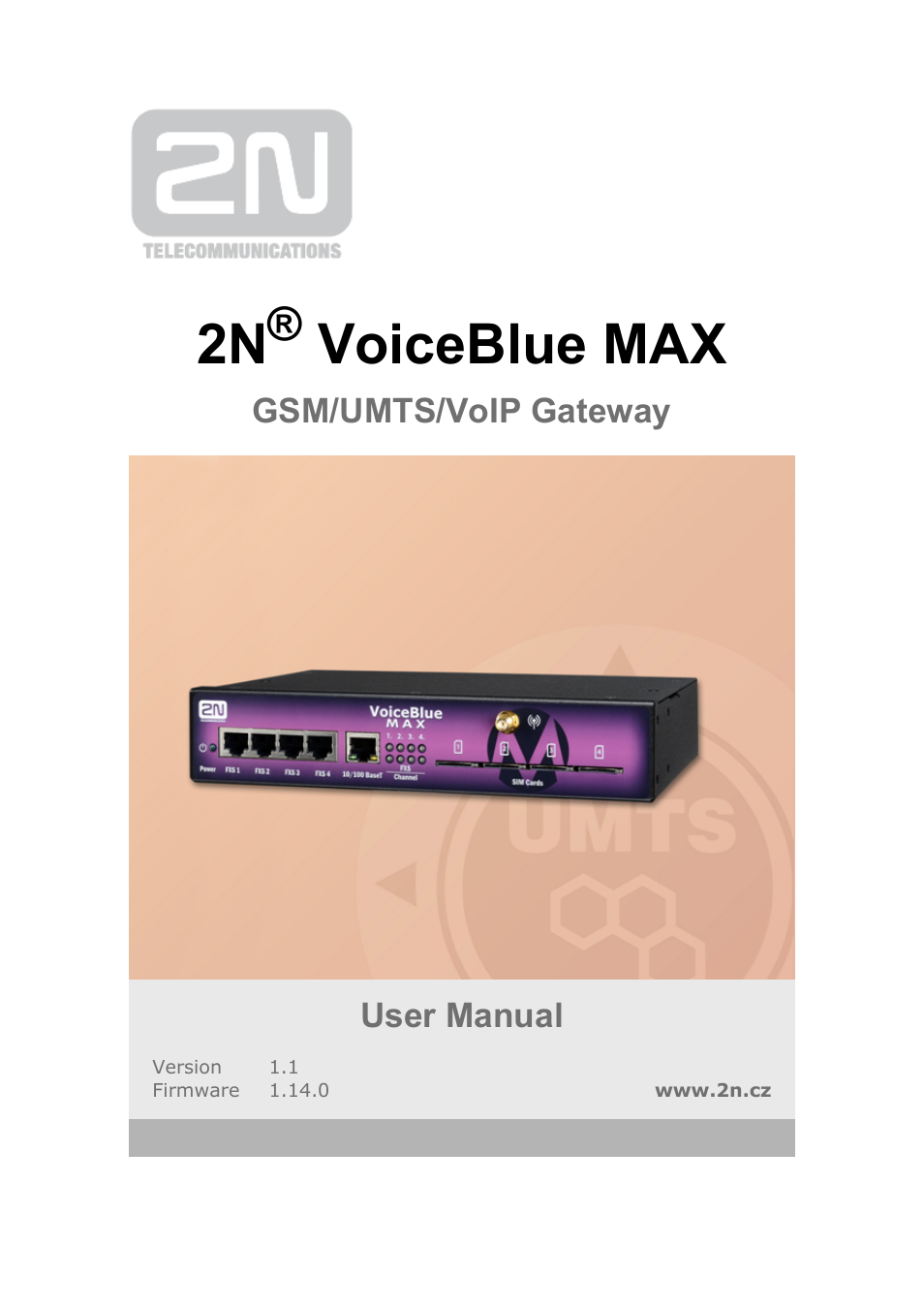 2N VoiceBlue MAX v1.1 User Manual | 104 pages