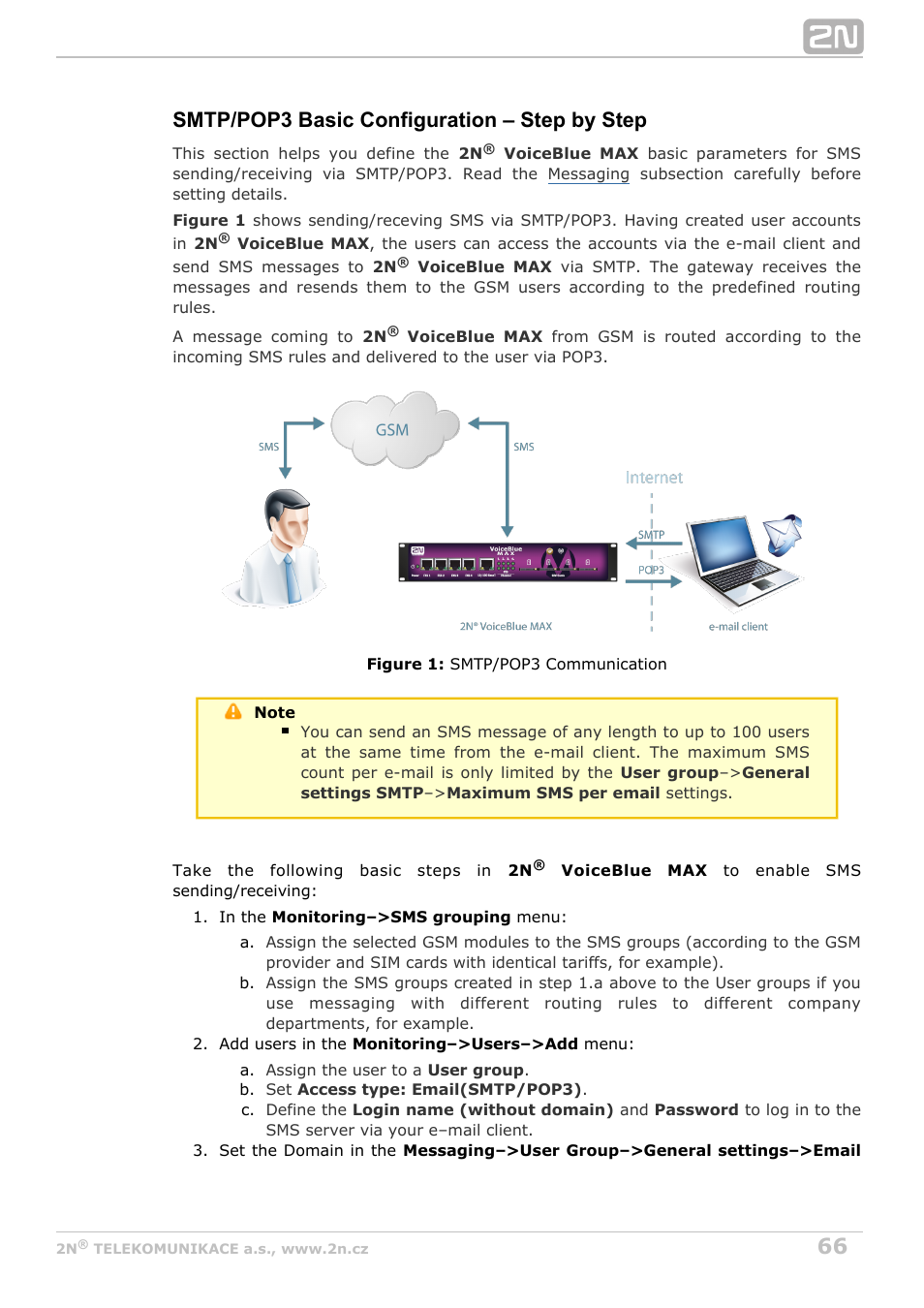 Smtp/pop3 basic configuration – step by step | 2N VoiceBlue MAX v1.1 User Manual | Page 66 / 104