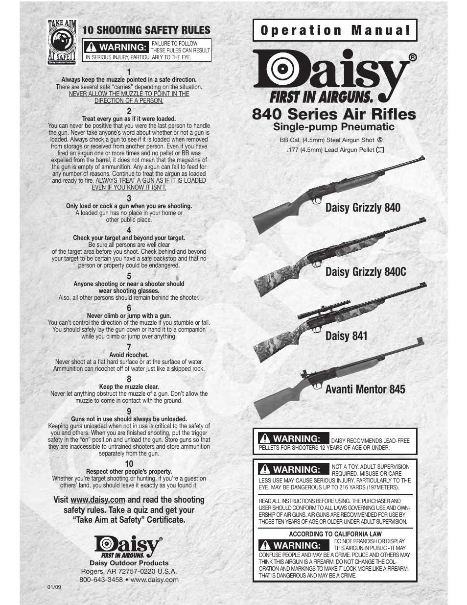 Daisy 840B Black Grizzly User Manual | 8 pages