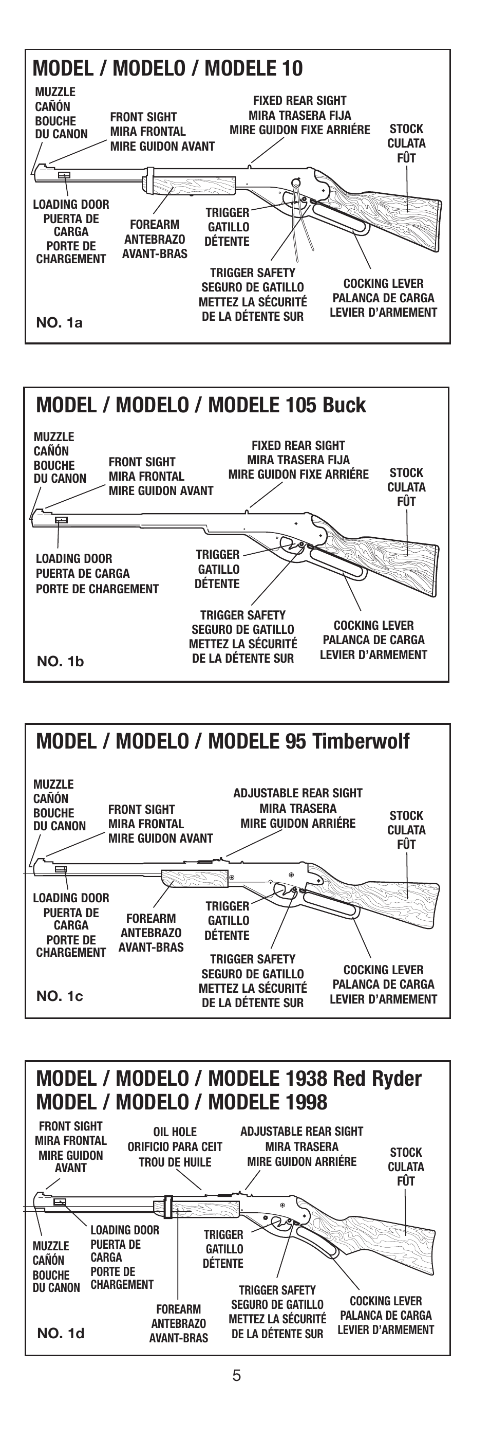 Model / modelo / modele 10 | Daisy 105 Buck User Manual | Page 6 / 36