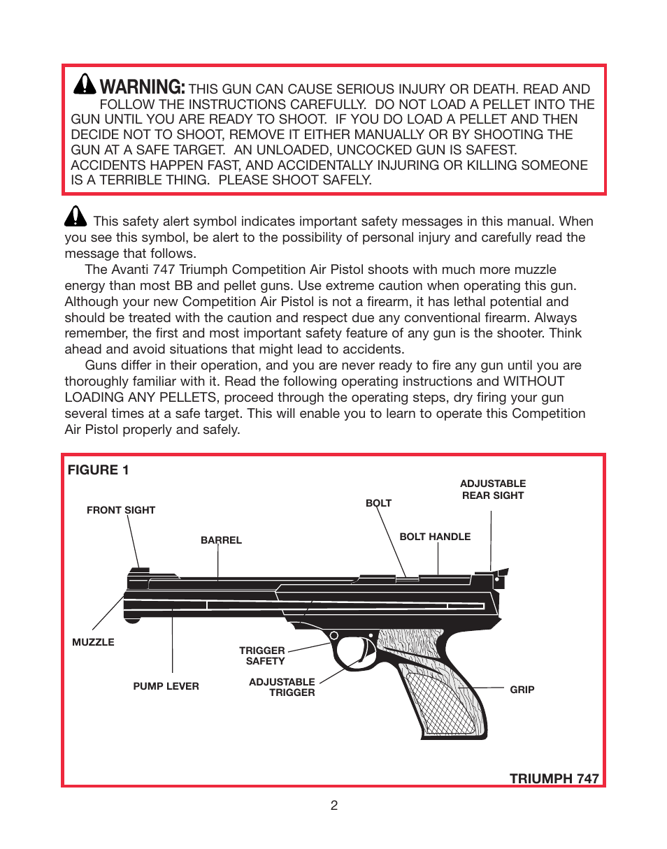 Warning | Daisy AVANTI Triumph 747 User Manual | Page 2 / 8