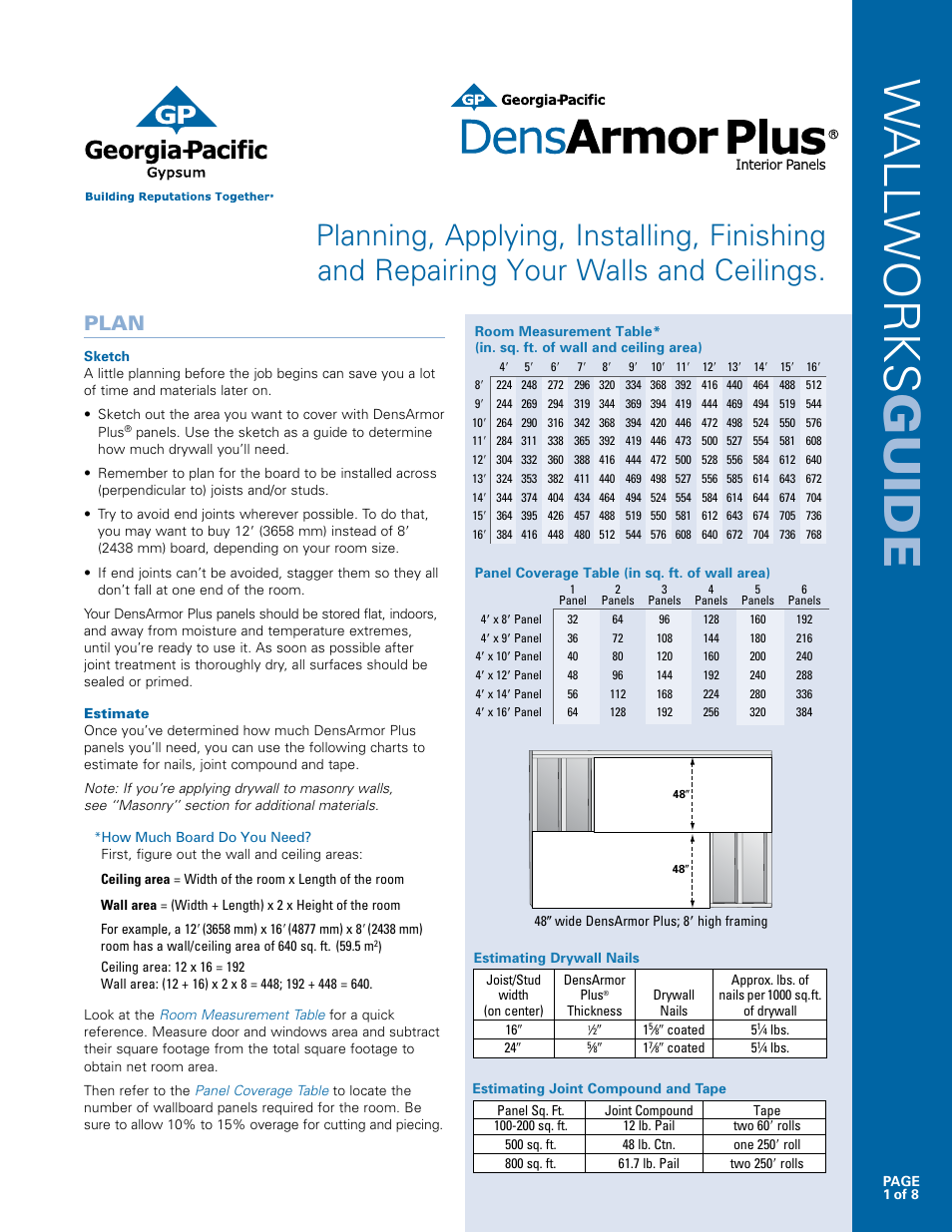 Georgia-Pacific DensArmor Plus Interior Panels User Manual | 8 pages