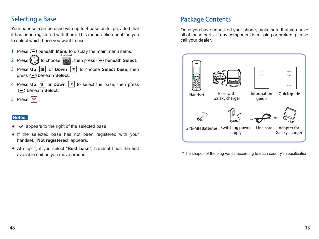 Package contents, Selecting a base | iCreation G-700 user vanual User Manual | Page 14 / 62