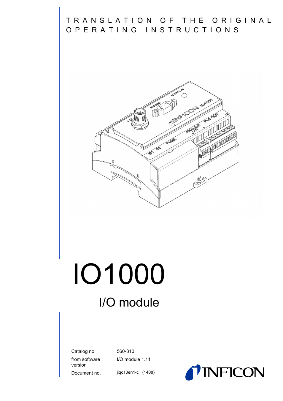 INFICON IO1000 I/O module User Manual | 18 pages