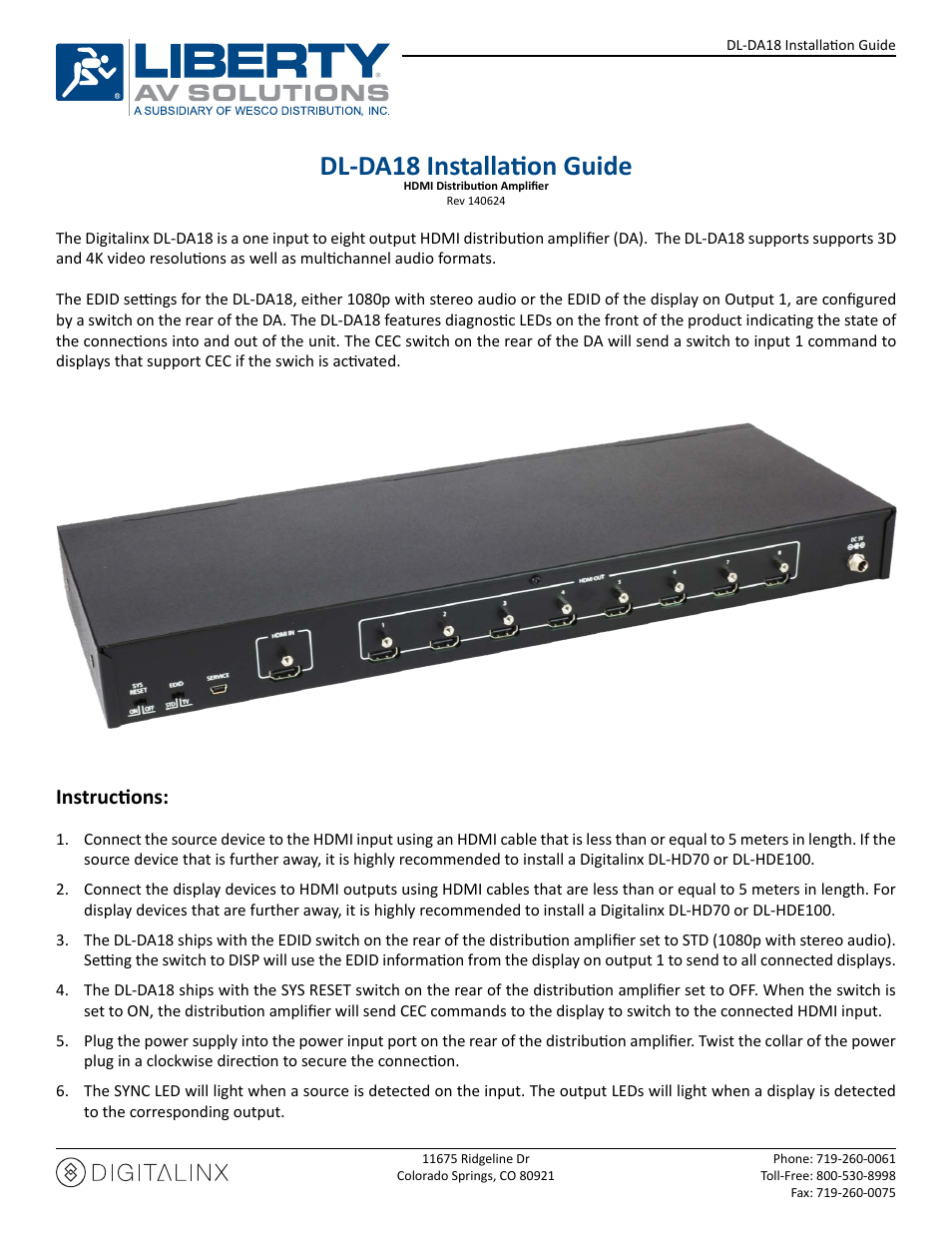 Intelix DL-DA18 User Manual | 1 page