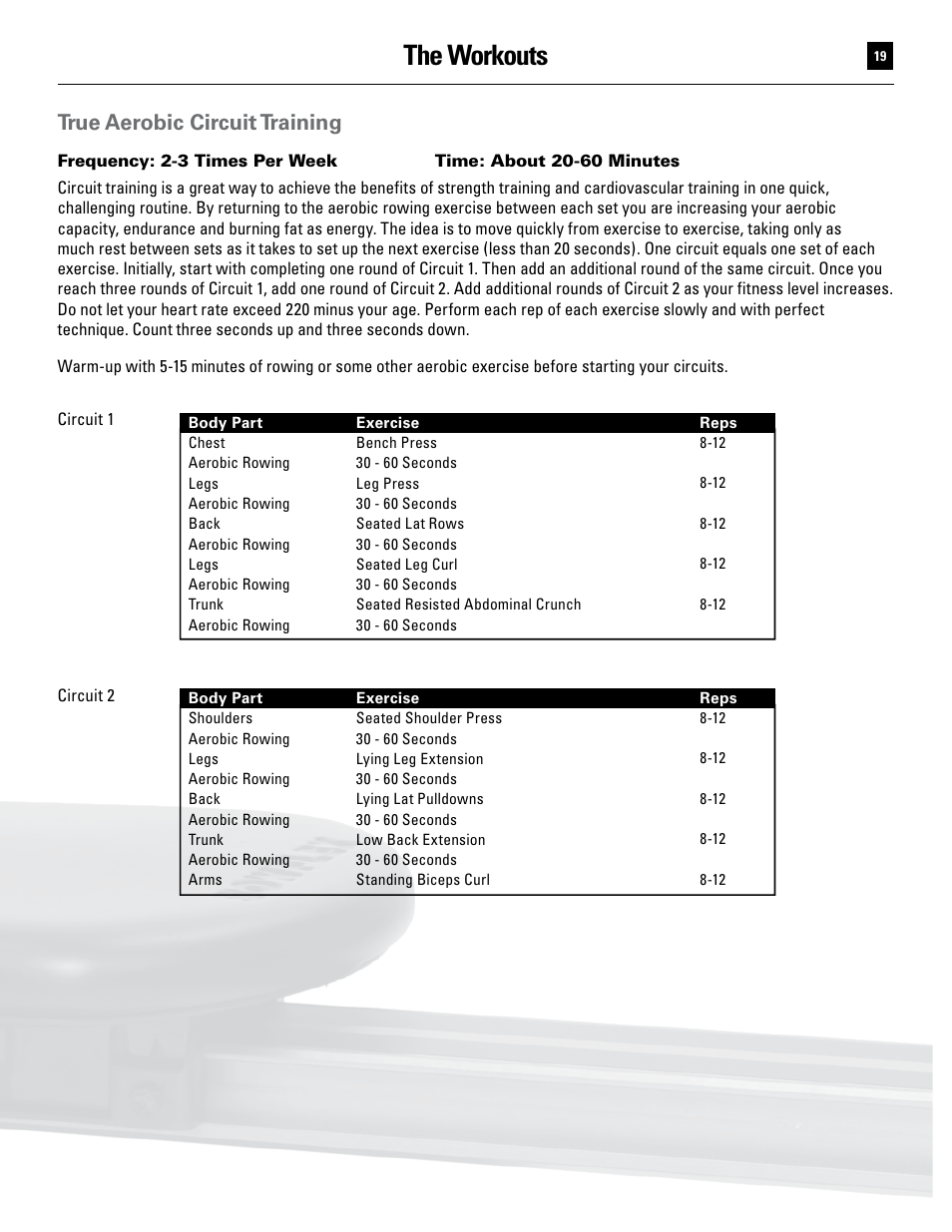The workouts, True aerobic circuit training | Bowflex Ultimate User Manual | Page 19 / 110