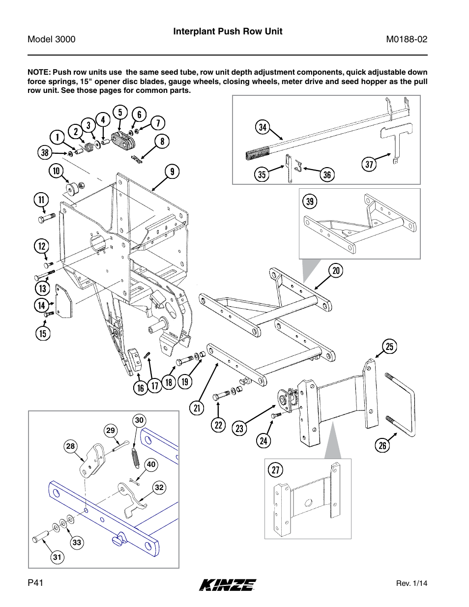 Interplant system, Interplant push row unit | Kinze 3000 Rigid Frame Planter Rev. 5/14 User Manual | Page 44 / 154