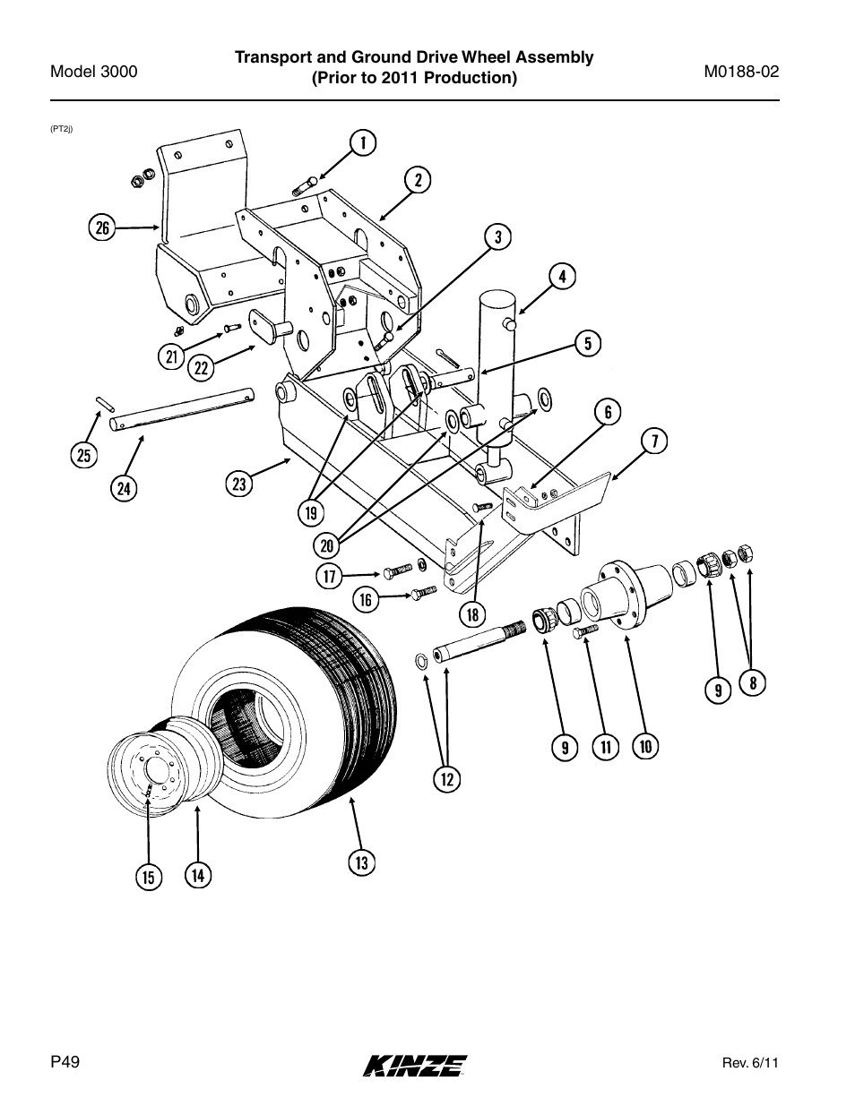 Transport and ground drive wheel assembly | Kinze 3000 Rigid Frame Planter Rev. 5/14 User Manual | Page 52 / 154