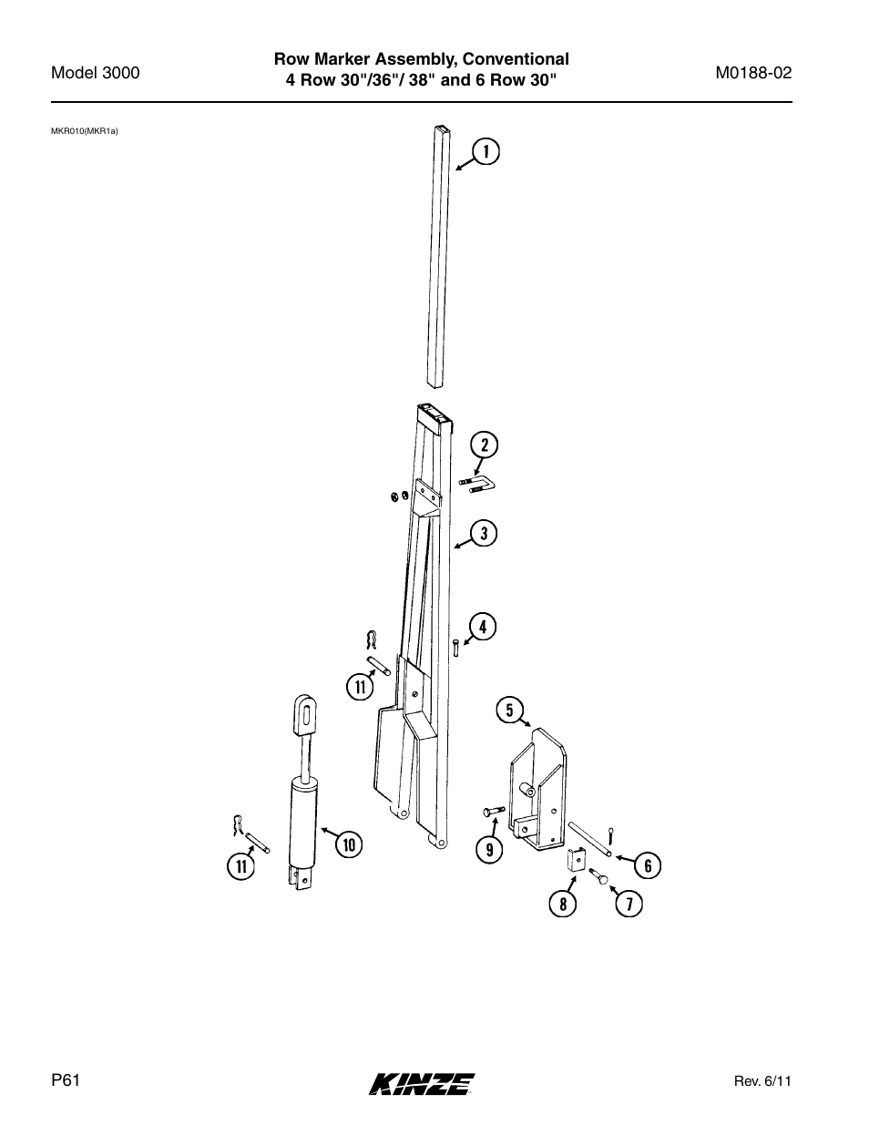 Row marker assembly, conventional | Kinze 3000 Rigid Frame Planter Rev. 5/14 User Manual | Page 64 / 154