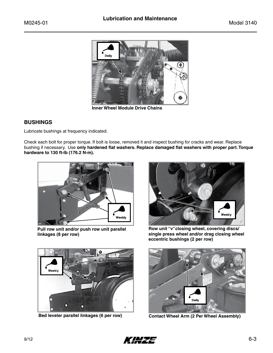 Bushings, Bushings -3 | Kinze 3140 Stack Fold Planter Rev. 7/14 User Manual | Page 109 / 150