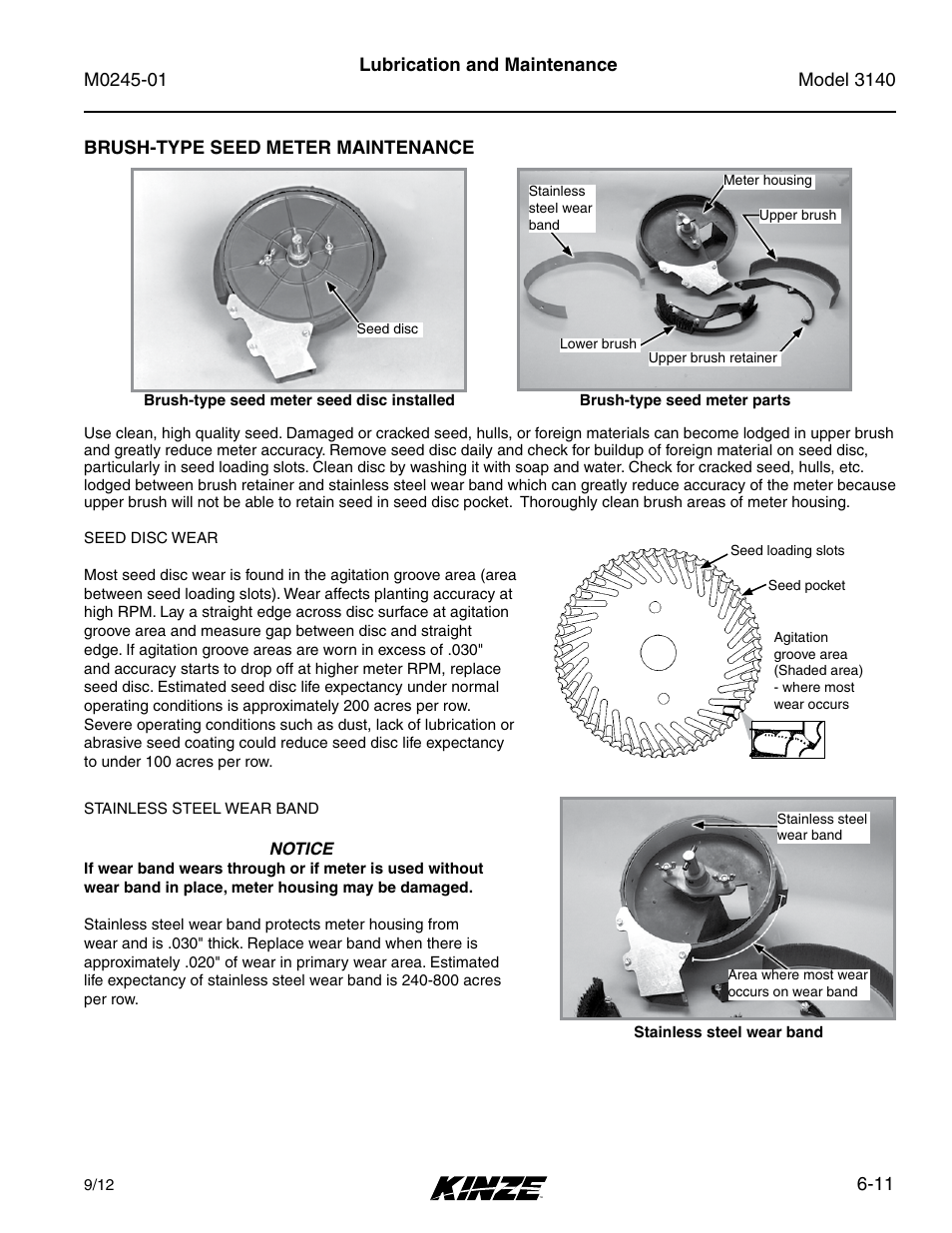Brush-type seed meter maintenance, Brush-type seed meter maintenance -11 | Kinze 3140 Stack Fold Planter Rev. 7/14 User Manual | Page 117 / 150