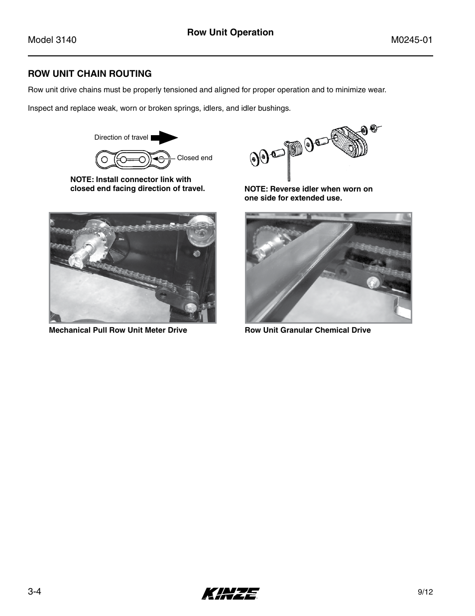 Row unit chain routing, Row unit chain routing -4 | Kinze 3140 Stack Fold Planter Rev. 7/14 User Manual | Page 42 / 150