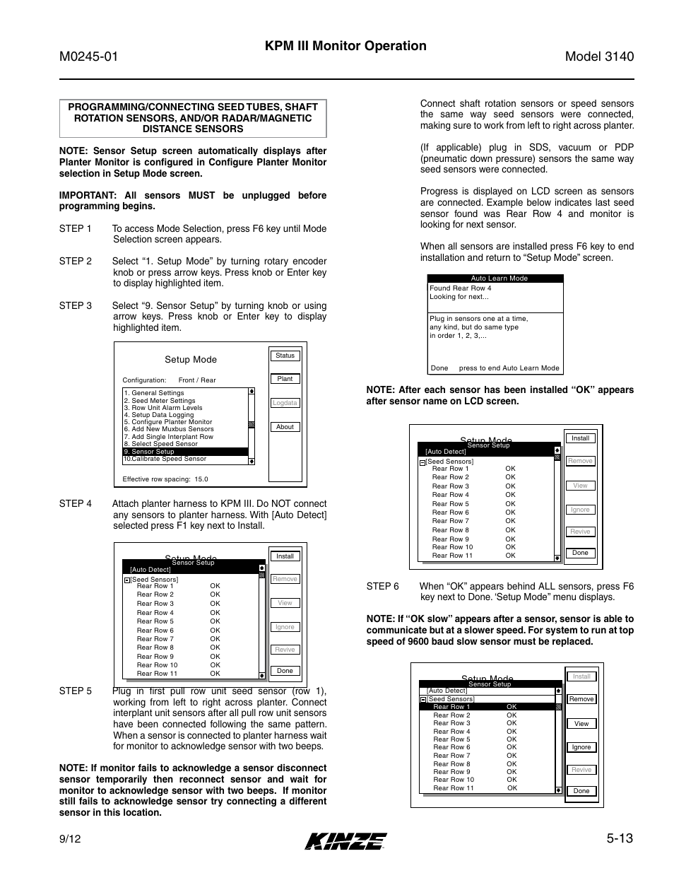 13 kpm iii monitor operation | Kinze 3140 Stack Fold Planter Rev. 7/14 User Manual | Page 93 / 150