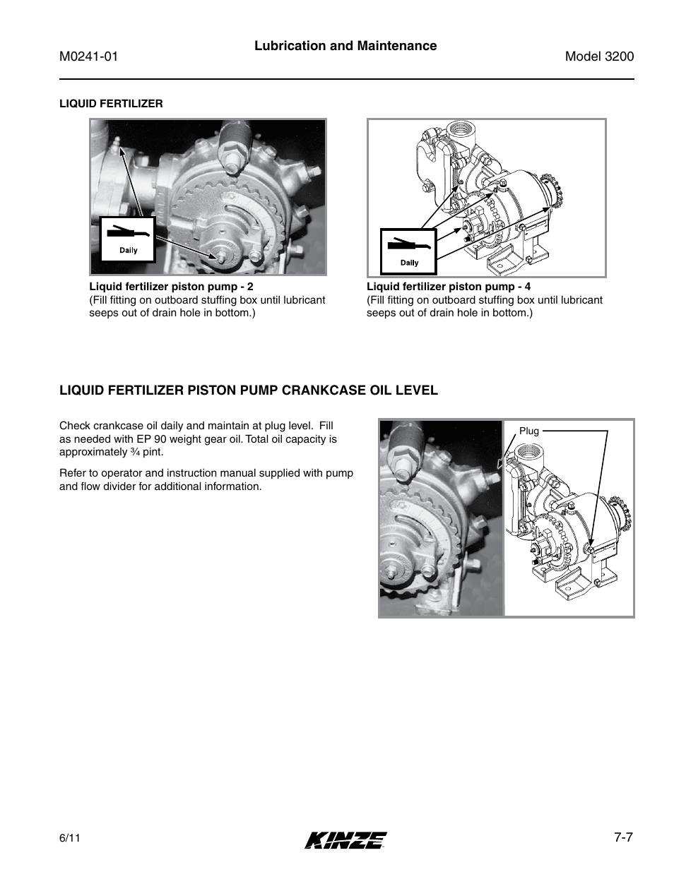 Liquid fertilizer piston pump crankcase oil level | Kinze 3200 Wing-Fold Planter Rev. 7/14 User Manual | Page 147 / 192