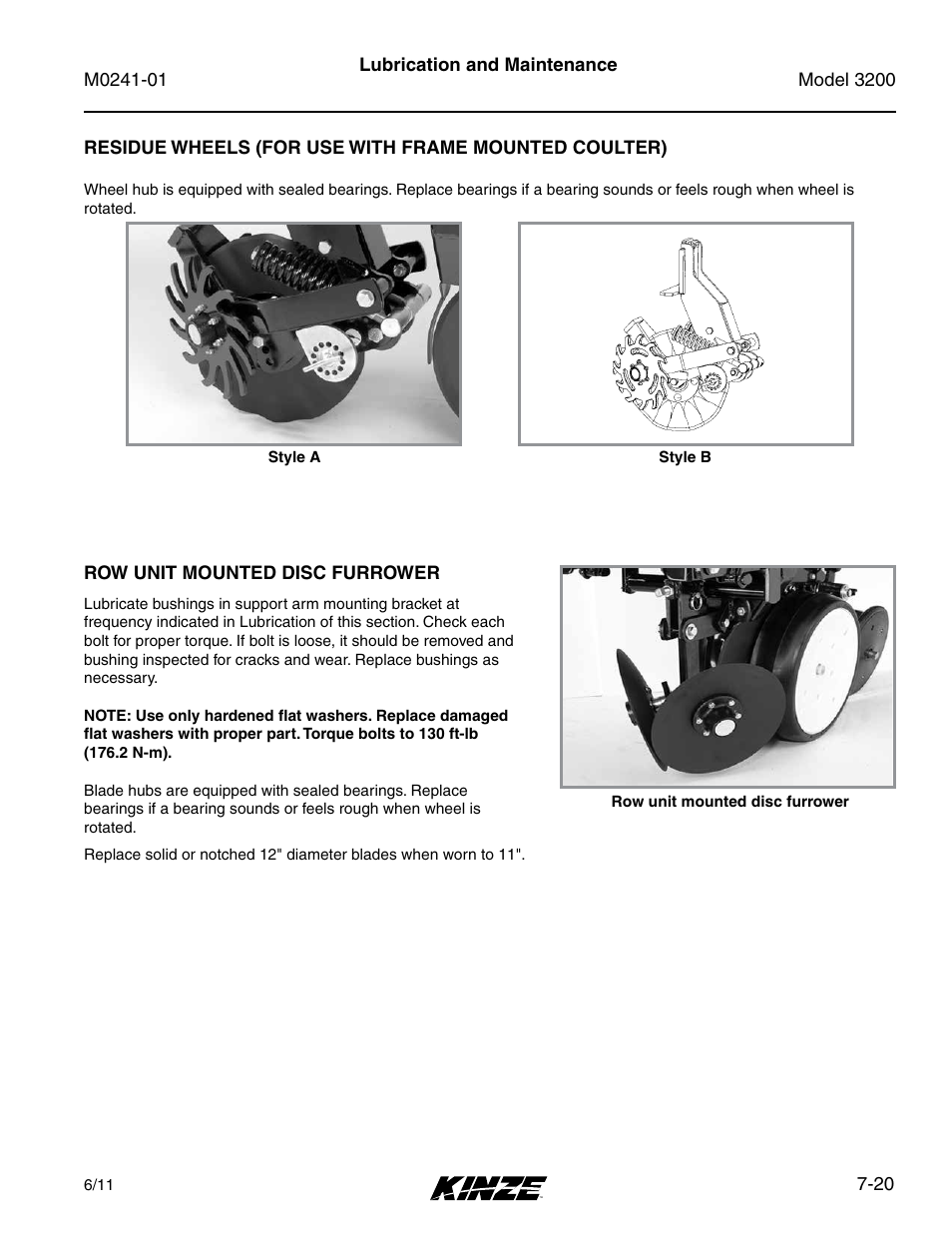 Row unit mounted disc furrower, Row unit mounted disc furrower -20 | Kinze 3200 Wing-Fold Planter Rev. 7/14 User Manual | Page 160 / 192